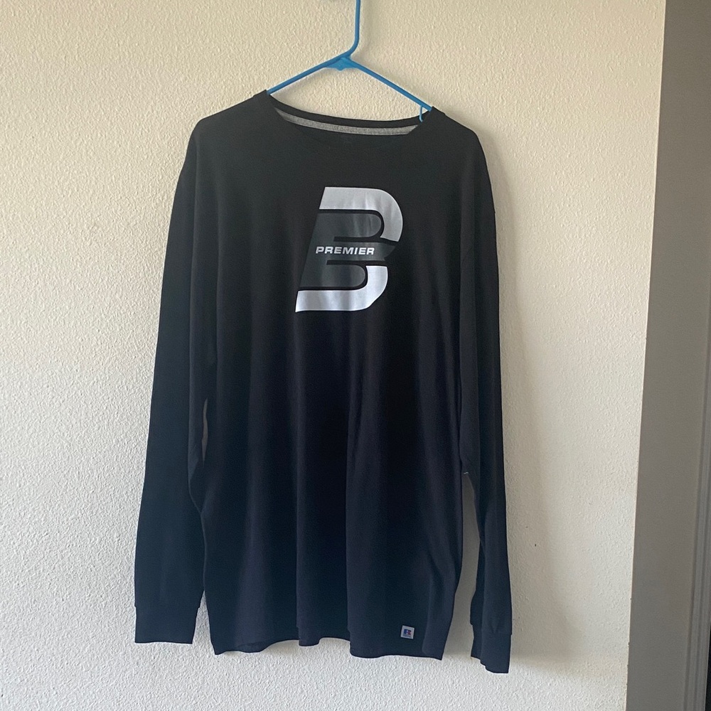 Russell Athletic Black Long-Sleeve Shirt with Silver Logo